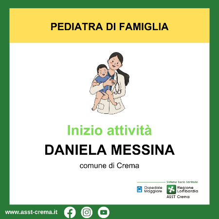 Inizio attività dott.ssa Daniela Messina - comune di Crema