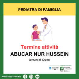 Termine attività Abucar Nur Hussein - Comune di Crema